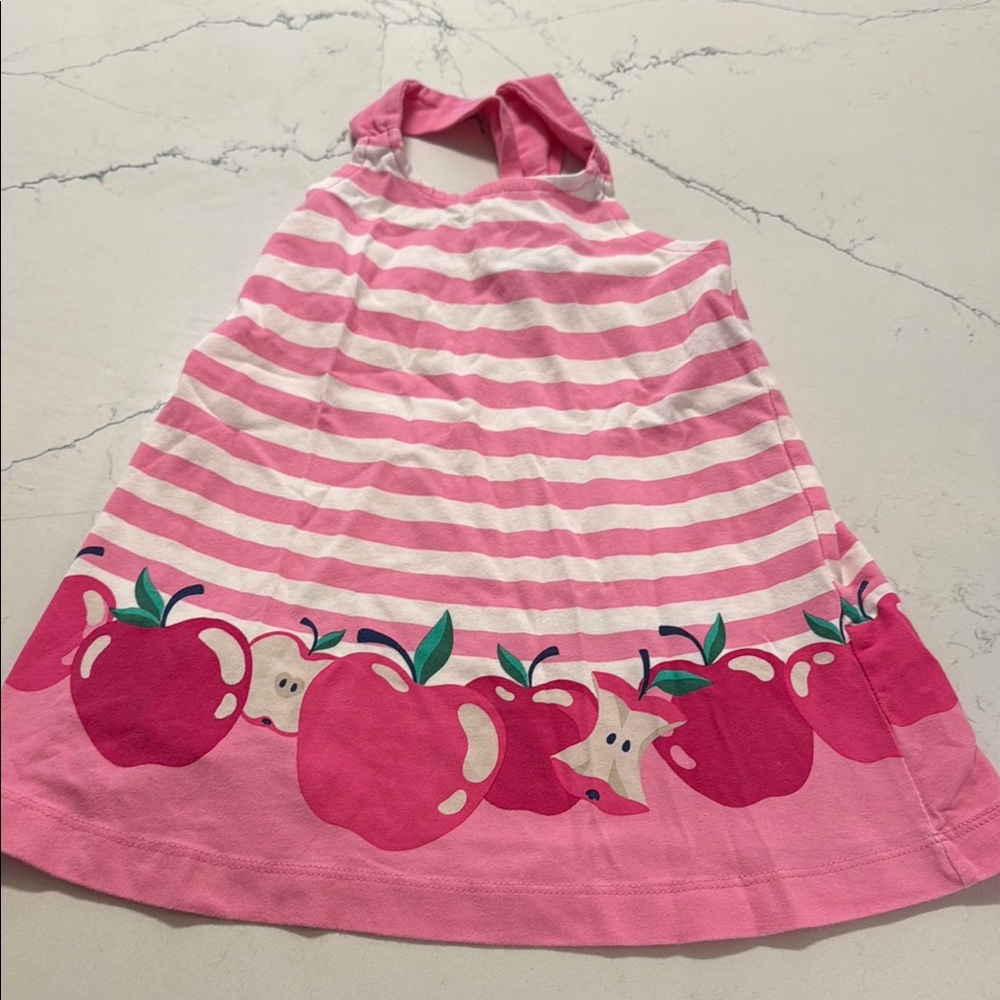 Mayoral Pink and White Striped Dress with Apple Print size 18m